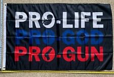 Pro Life Pro Gun Pro God Flag Black Equality Vote Pro Life Poster Sign 3x5'
