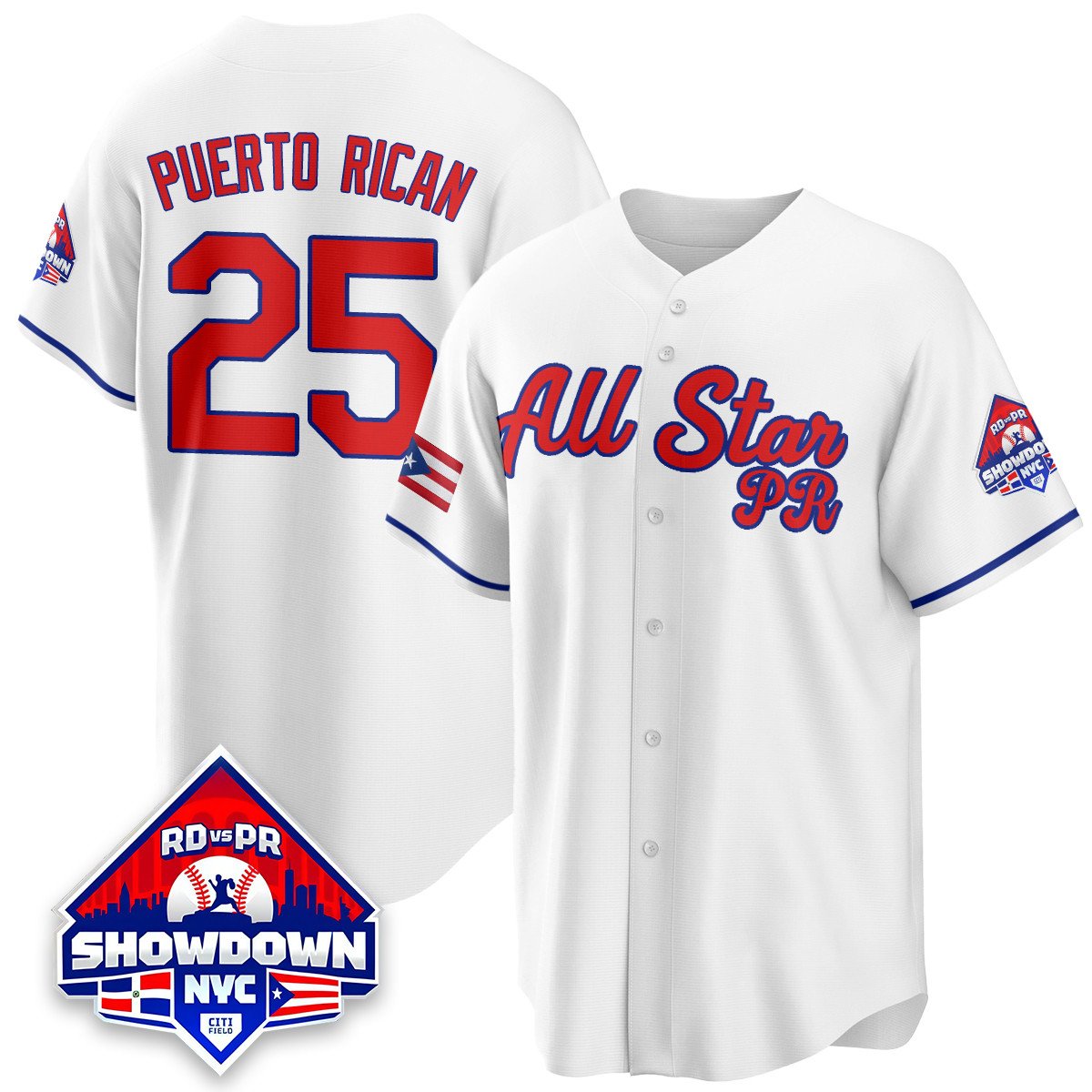 Puerto Rican Jersey #25 Puerto Rican Baseball All-Star 2025 Stitched White