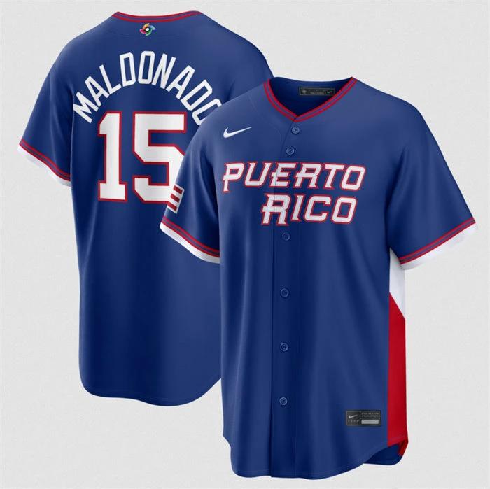 Puerto Rico Baseball #15 Martín Maldonado Jersey Blue 2026 World Baseball Classic Road Stadium Stitched