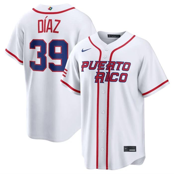 Puerto Rico Baseball #39 Edwin Díaz Jersey White 2026 World Baseball Classic Home Stadium StitchedPuerto Rico Baseball #39 Edwin Díaz Jersey White 2026 World Baseball Classic Home Stadium Stitched