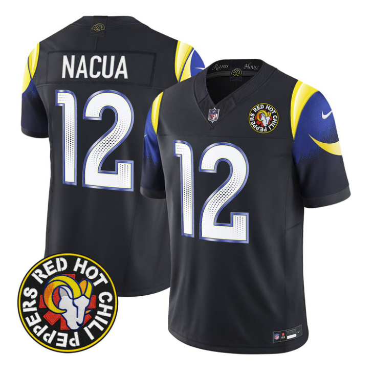 Puka Nacua Jersey #12 Red Hot Chili Peppers Patch Vapor Limited Stitched