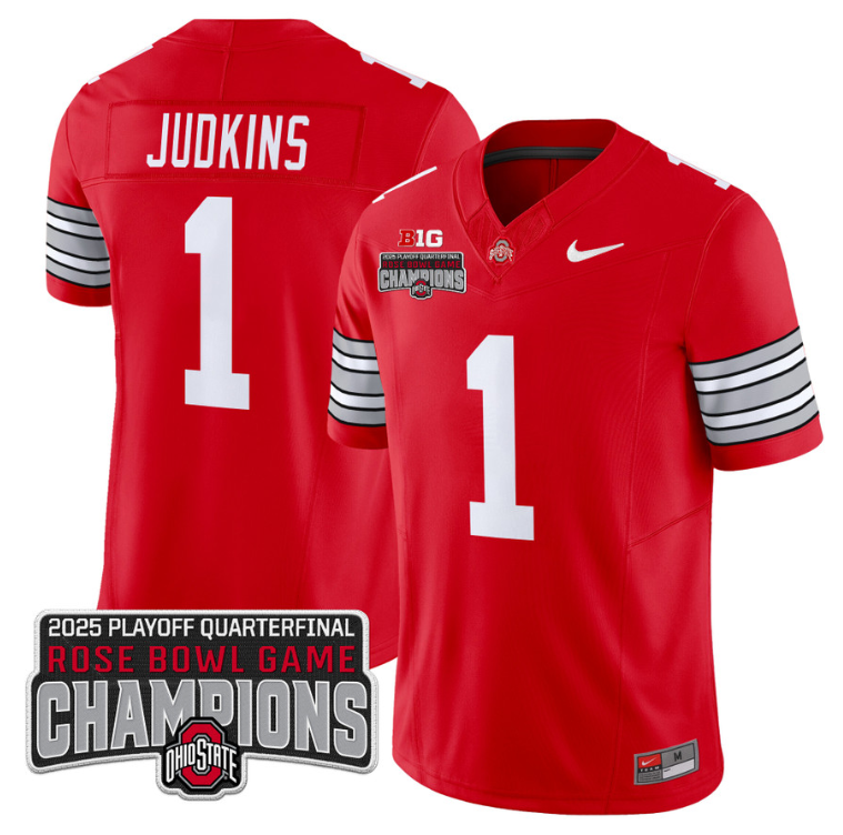 Quinshon Judkins Jersey #1 Ohio State 2025 Rose Bowl Champions Patch Red
