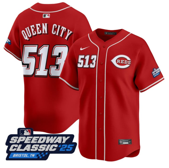 Queen City Jersey #513 Cincinnati Reds Speedway Classic Limited Stitched Red