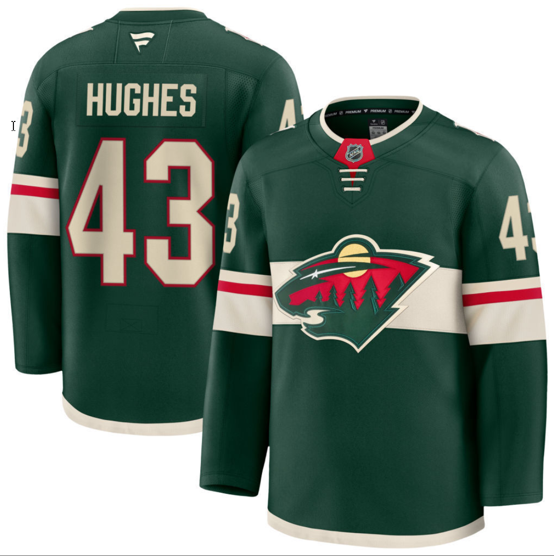 Quinn Hughes Jersey #43 Minnesota Wild 2026 Premium Stitched Green
