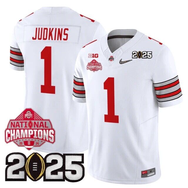 Quinshon Judkins Jersey #1 Ohio State National Championships 2024 Patch White