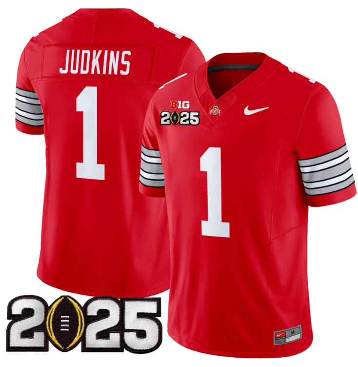 Quinshon Judkins Jersey #1 Ohio State 'Heritage Stripe' 2025 CFP Final Red