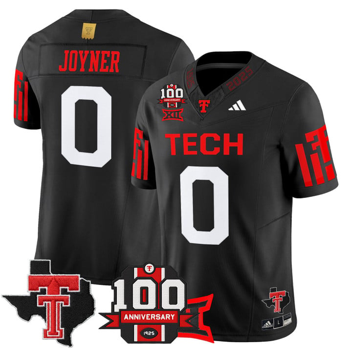 Quinten Joyner Jersey #0 Texas Tech 2025 100th Anniversary Patch Stitched