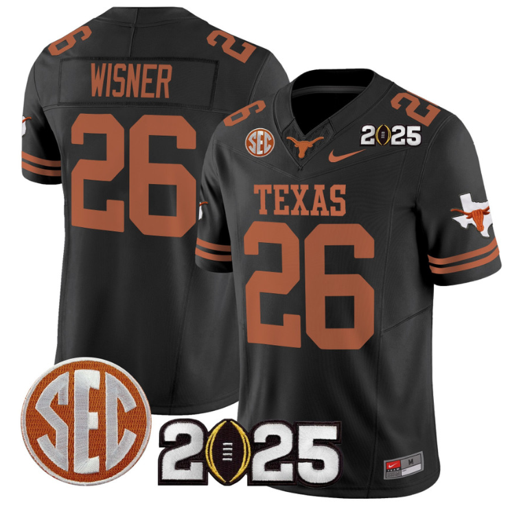 Quintrevion Wisner Jersey #26 Texas Longhorns 2025 CFP Final Black