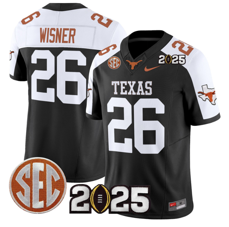 Quintrevion Wisner Jersey #26 Texas Longhorns 2025 CFP Final Black Alternate