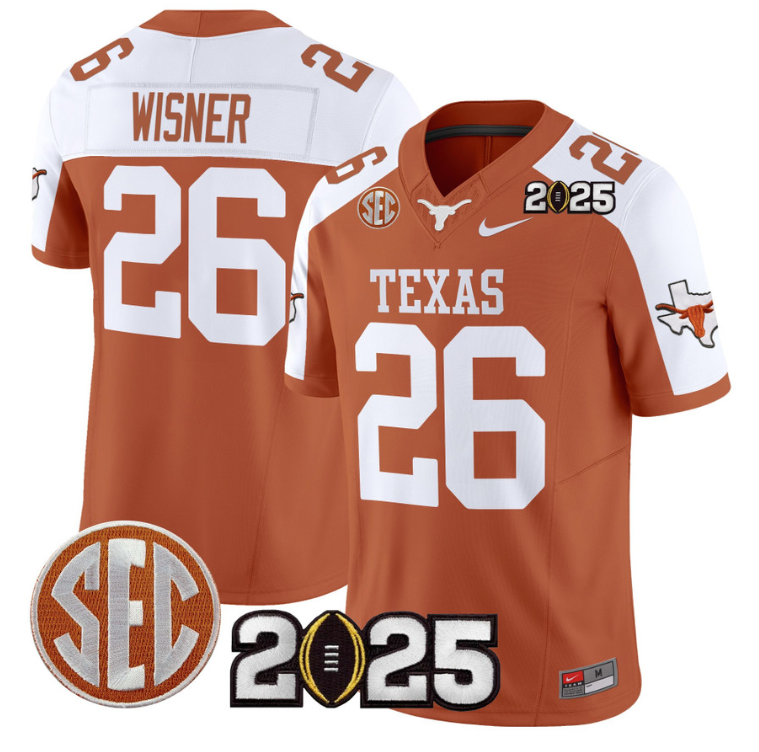Quintrevion Wisner Jersey #26 Texas Longhorns 2025 CFP Final Orange Alternate