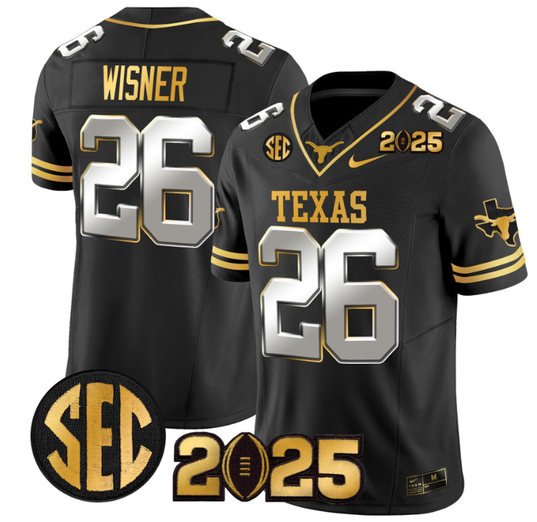 Quintrevion Wisner Jersey #26 Texas Longhorns 2025 CFP Final Patch Black Limited