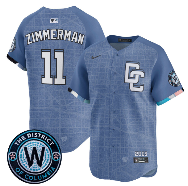 Ryan Zimmerman Jersey #11 Washington Nationals 2025 City Connect Premier Limited Stitched Blue