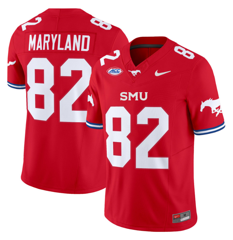 RJ Maryland Jersey #82 SMU Mustangs Icy College Football Vapor Limited Red