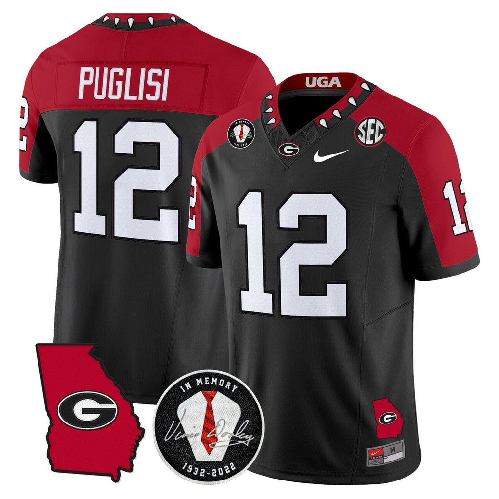 Ryan Puglisi Jersey #12 Georgia Bulldogs 2025 Vapor Limited Stitched Black Alter