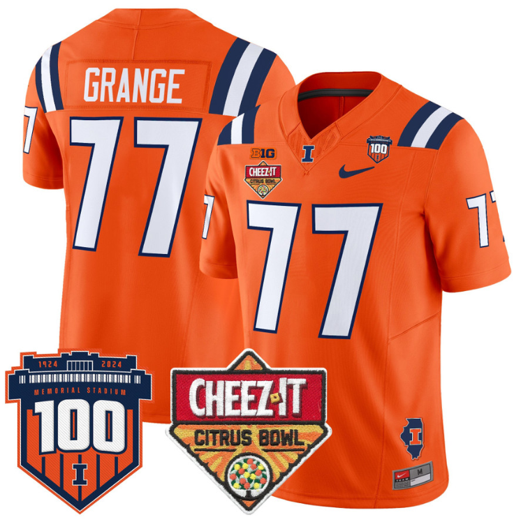 Red Grange Jersey #77 Illinois Fighting 2025 Cheez-It Citrus Bowl Orange