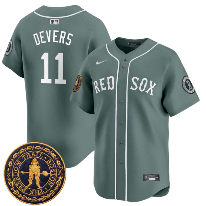 Rafael Devers Jersey #11 Boston Red Sox Freedom Trail Patch Vapor Premier Limited Stitched Green