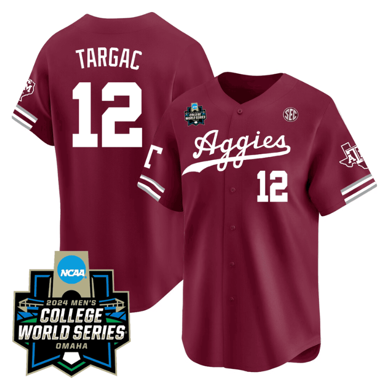 Rayan Targac Jersey #12 Texas AM Aggies 2024 College World Series Vapor Premier Limited NCAA Baseball Stitched Aggie Maroon
