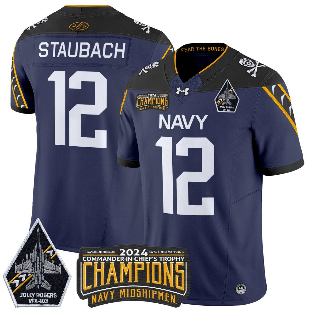 Roger Staubach Jersey #12 Navy Midshipmen Commander-in-chief's Trophy Navy