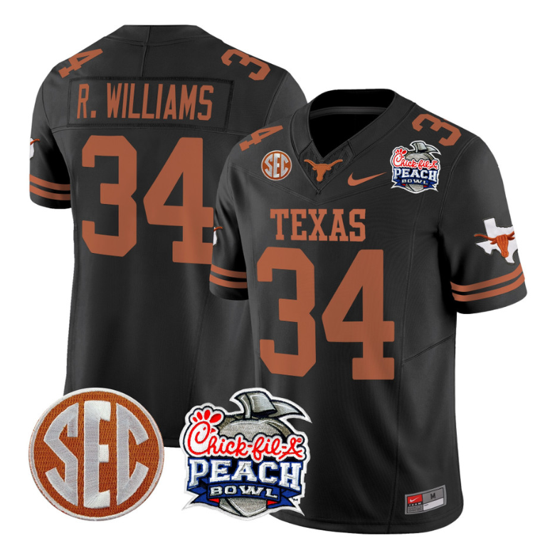 Ricky Williams Jersey #34 Texas Longhorns Peach Bowl Patch Vapor Split