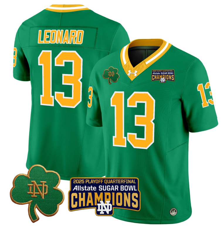 Riley Leonard Jersey #13 Notre Dame 2025 Sugar Bowl Champions Throwback