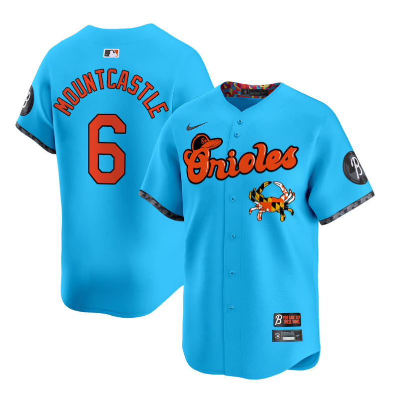 Ryan Mountcastle Jersey #6 Baltimore Orioles Maryland Blue Crab Vapor Stitched Light Blue