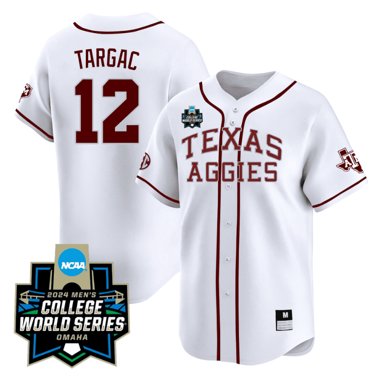 Rayan Targac Jersey #12 Texas AM Aggies 2024 College World Series Vapor Premier Limited NCAA Baseball Stitched White Alternate