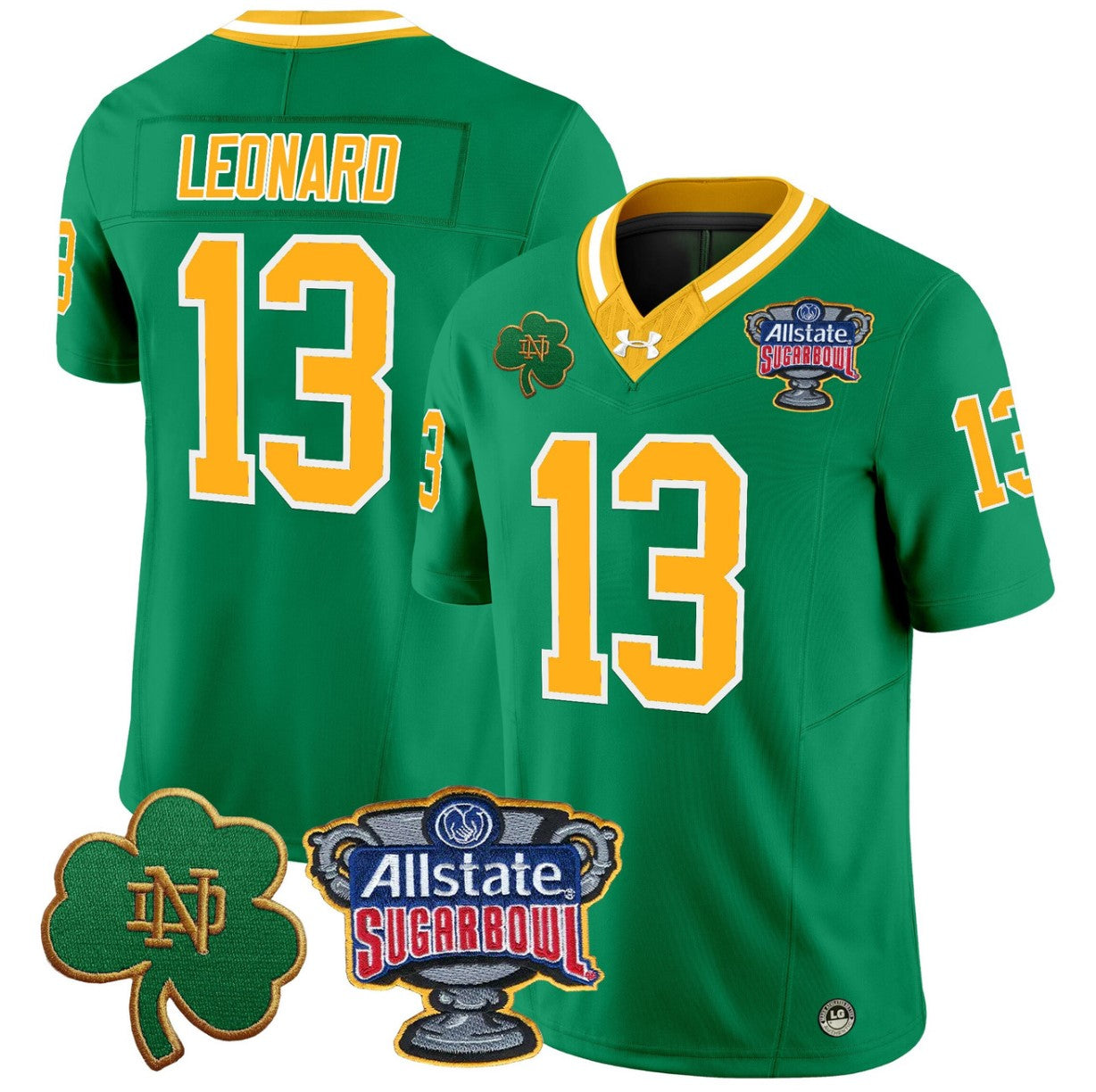 Riley Leonard Jersey #13 Notre Dame 2024 Sugar Bowl Patch V2 Throwback
