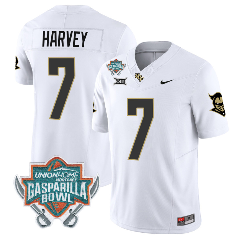 RJ Harvey Jersey #7 UCF Knights Unionhome Patch Vapor Football Stitched White