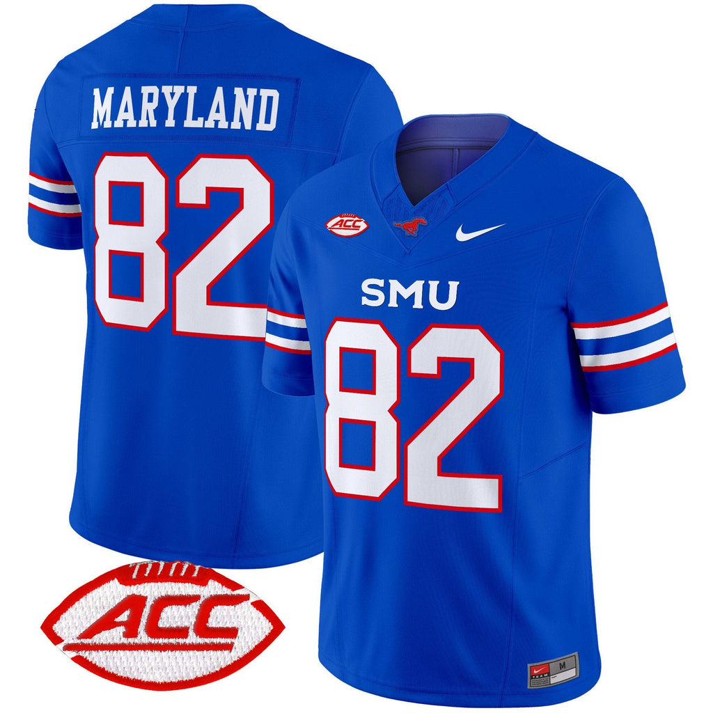 RJ Maryland Jersey #82 SMU Mustangs 2025 Vapor Limited Stitched Blue