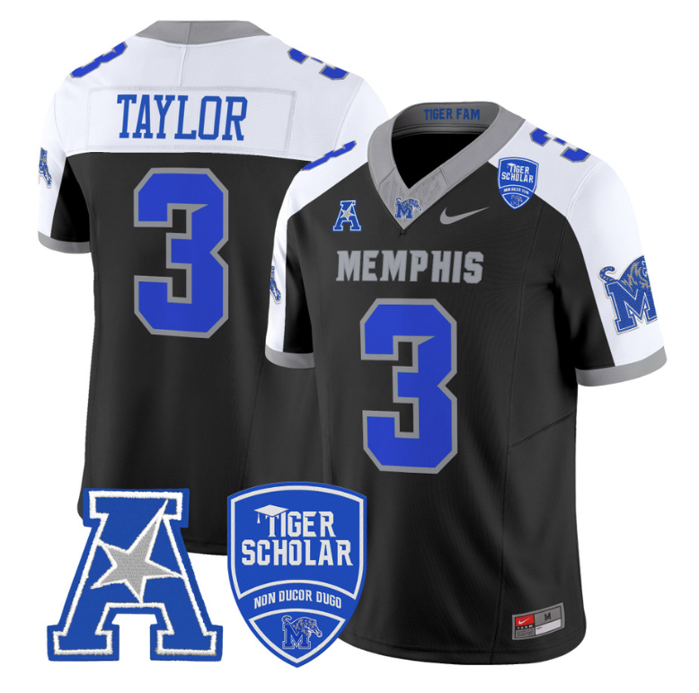 Roc Taylor Jersey #3 Memphis Tigers 2024 Vapor Limited Stitched Black Alternate