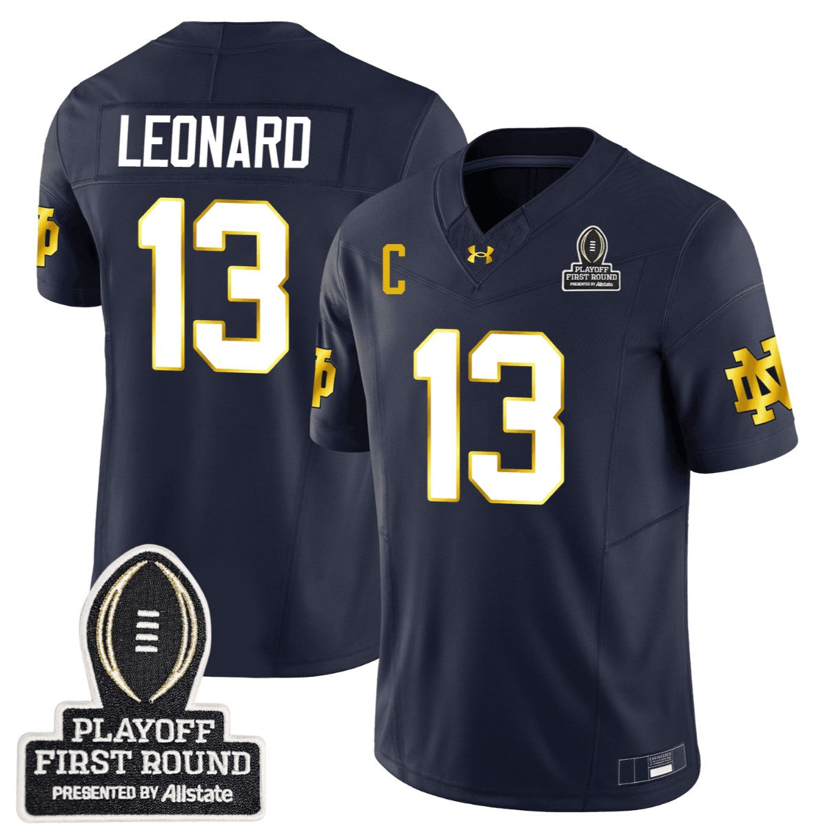 Riley Leonard Jersey #13 Notre Dame Fighting Irish CFP First Round Patch Navy