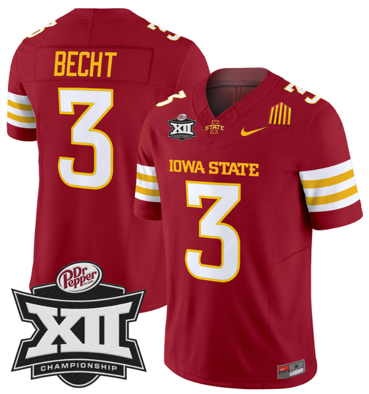 Rocco Becht Jersey #3 Iowa State 2024 Championship Patch Vapor Cardinal