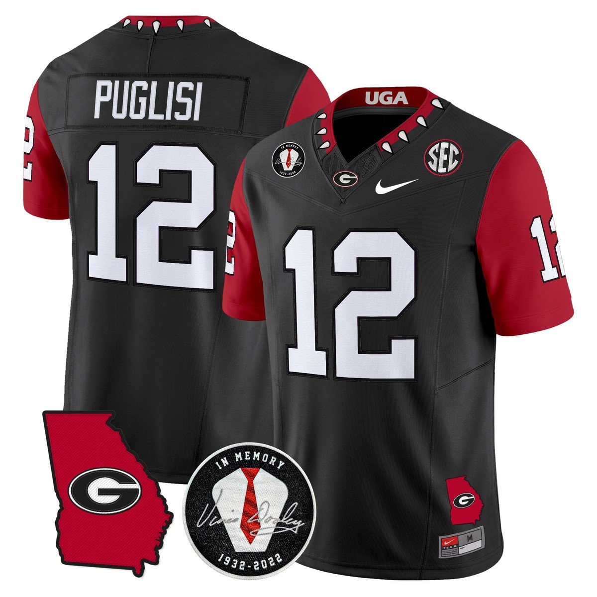 Ryan Puglisi Jersey #12 Georgia Bulldogs 2025 Vapor Limited Stitched Black
