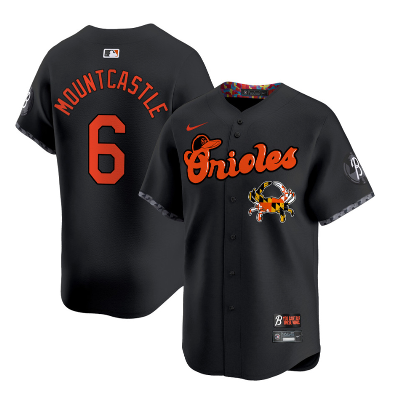 Ryan Mountcastle Jersey #6 Baltimore Orioles Maryland Blue Crab Vapor Stitched Black