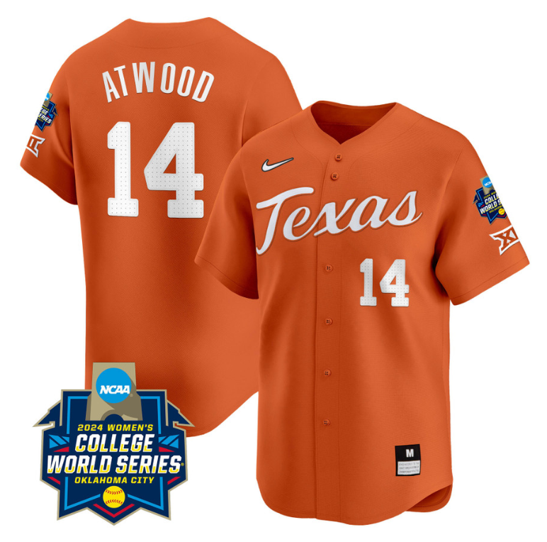 Reese Atwood Jersey #14 Texas AM Aggies 2024 College World Series Patch Vapor Premier Limited NCAA Baseball Stitched Orange