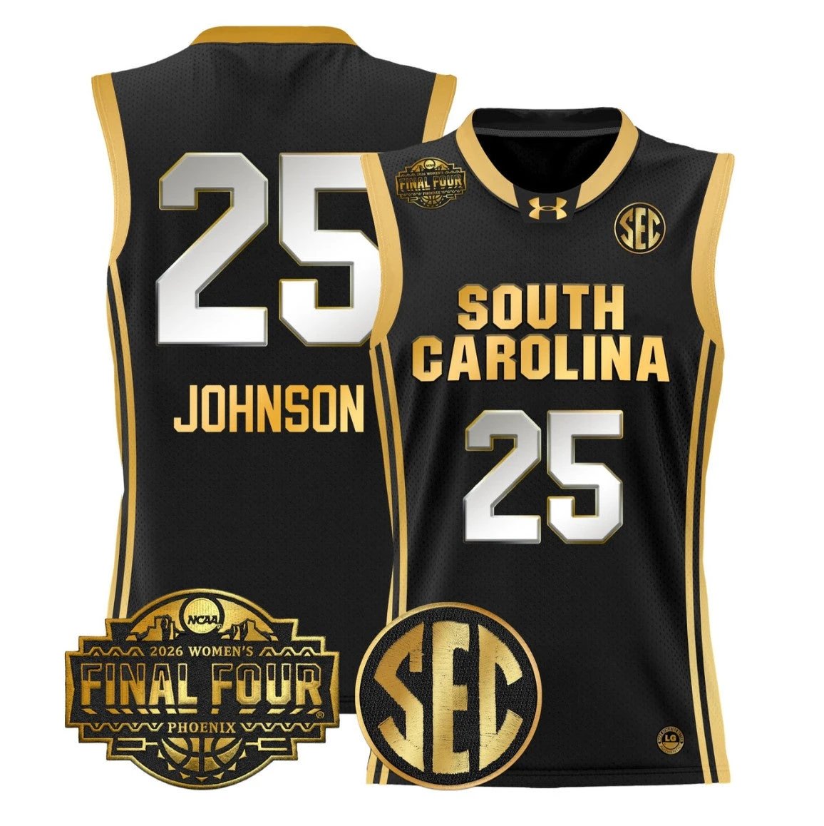 Raven Johnson Jersey #25 South Carolina 2026 Final Four Stitched Black Gold