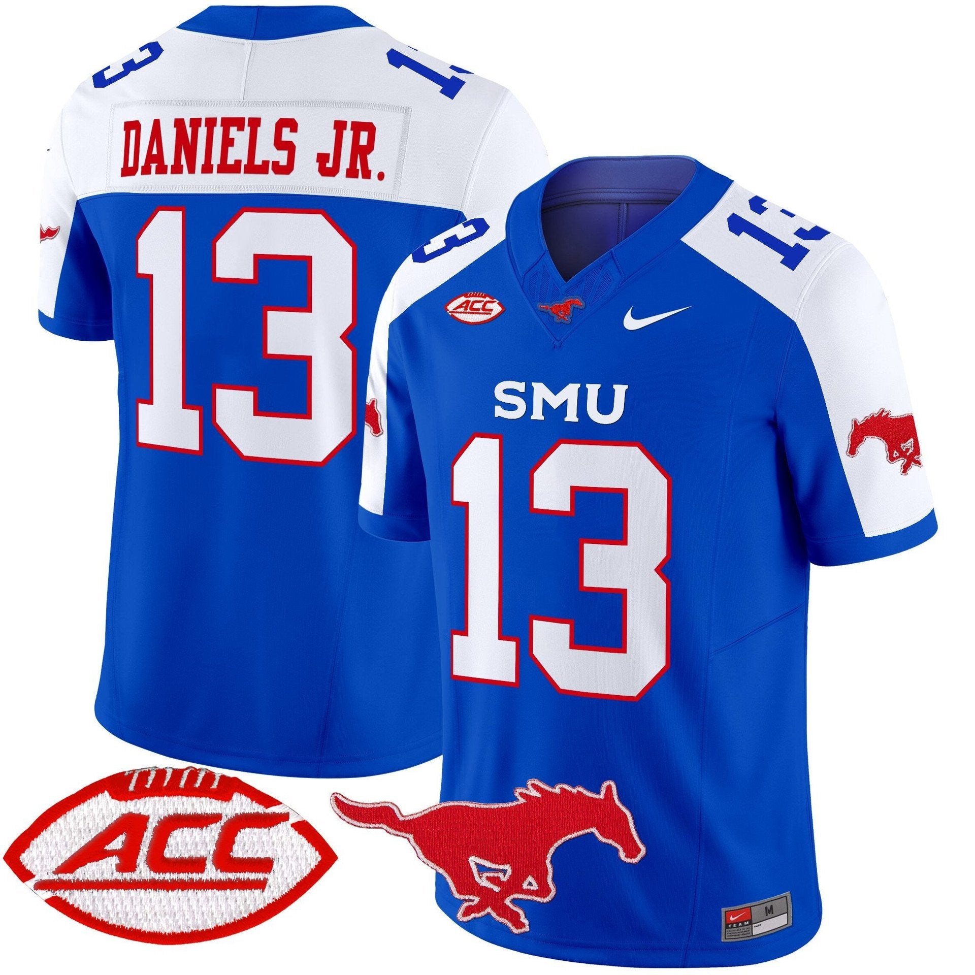 Roderick Daniels Jr Jersey #13 SMU Mustangs 2025 Vapor Limited Stitched Blue Alter