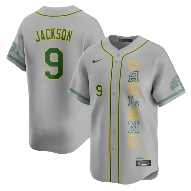 Reggie Jackson Jersey #9 Oakland Athletics City Connect Concept Stitched Gray