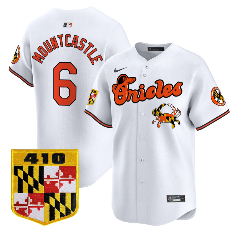 Ryan Mountcastle Jersey #6 Baltimore Orioles 410 & Chesapeake Crab Patch Limited Stitched White