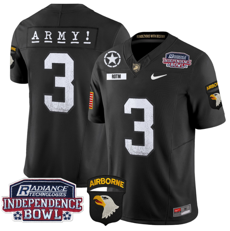 Rotm Jersey #3 Army Black Knights Independence Bowl Patch Black