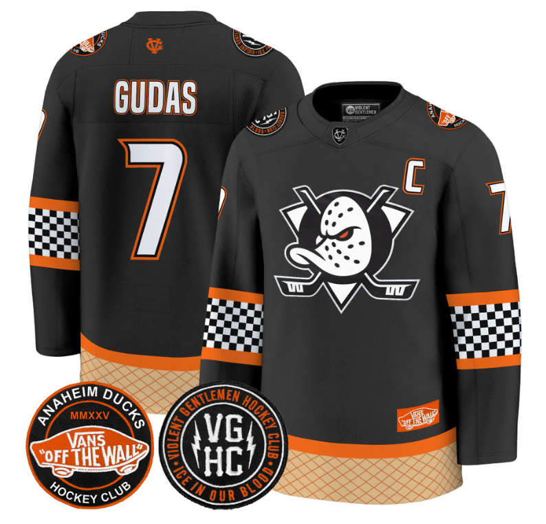 Radko Gudas Jersey #7 Anaheim Ducks Checkerboard 2025 Premium Stitched Black
