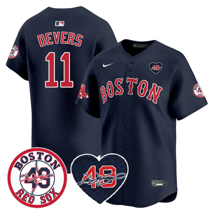 Rafael Devers Jersey #11 Boston Red Sox Tim Wakefield Memorial Patch Stitched Navy