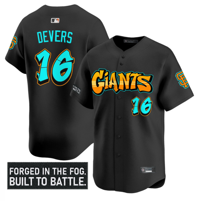 Rafael Devers Jersey #16 San Francisco Giants Graffiti Fog City Drop Black