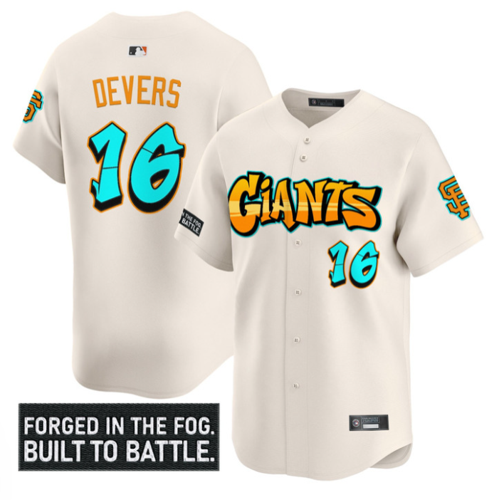 Rafael Devers Jersey #16 San Francisco Giants Graffiti Fog City Drop Cream