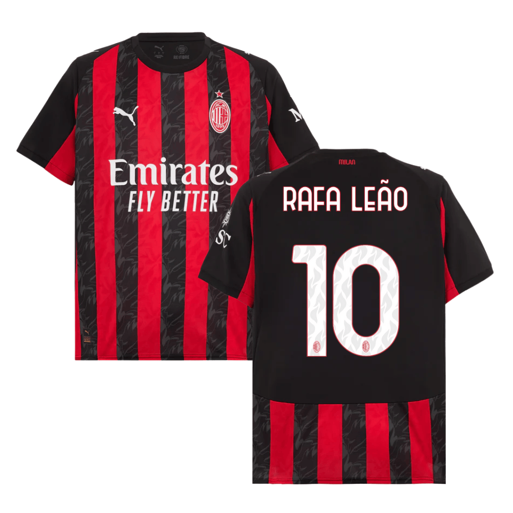 Rafael Leao 10 AC Milan 2025-26 Home Match Jersey – Black Red