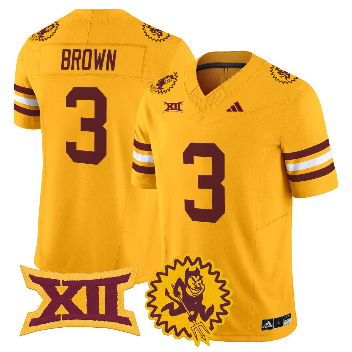 Raleek Brown Jersey #3 Arizona State Sun Devils 1975 Throwback Stitched Gold