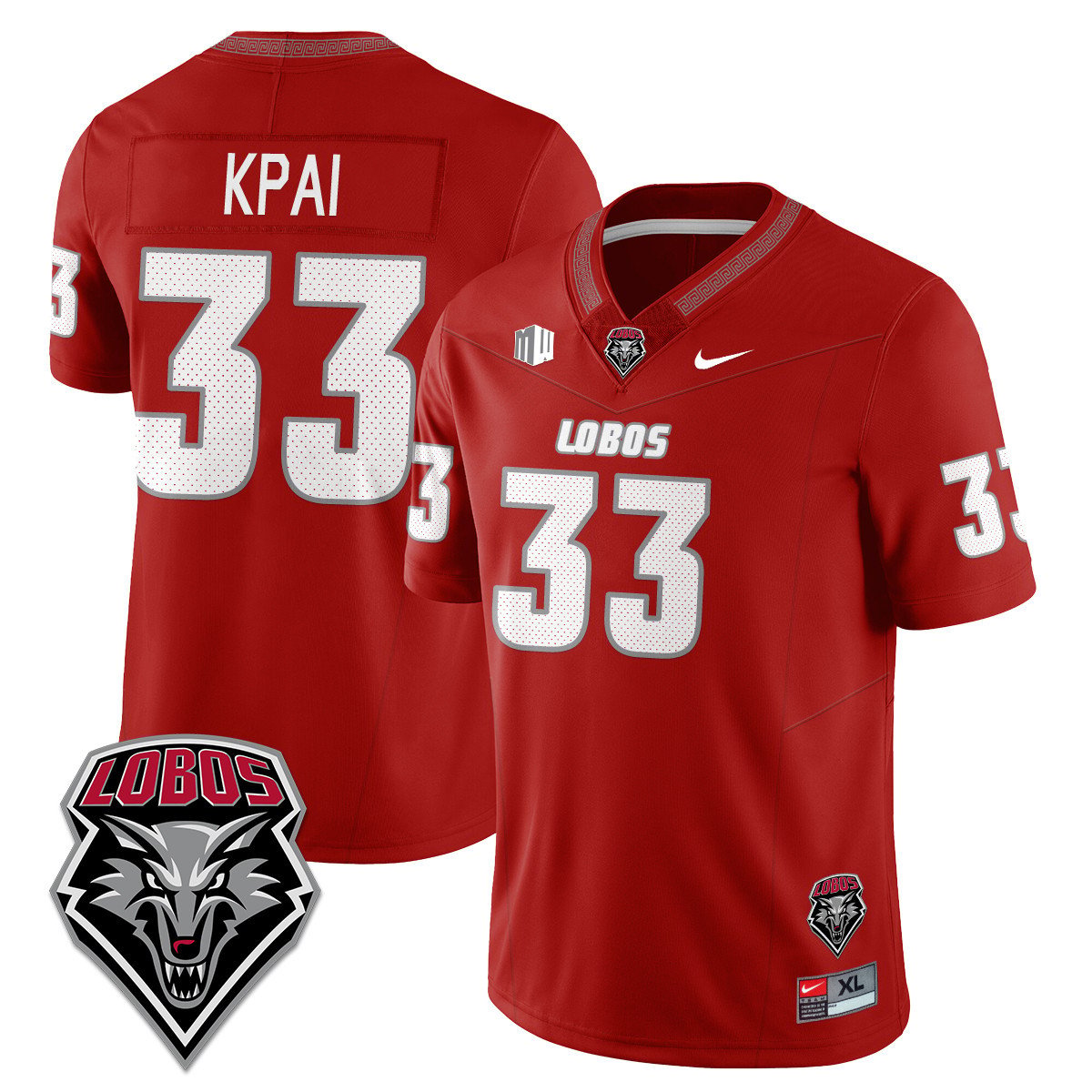 Randolph Kpai Jersey #33 UNM Lobo Football 2025 Stitched Red