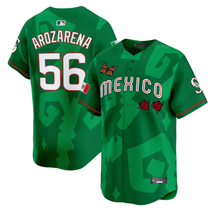 Randy Arozarena Jersey #56 2025 Mexican Heritage x Sentrock Vapor Limited Stitched Green