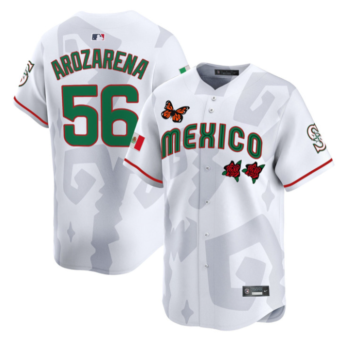 Randy Arozarena Jersey #56 2025 Mexican Heritage x Sentrock Vapor Limited Stitched White