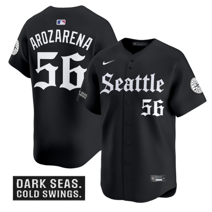 Randy Arozarena Jersey #56 Seattle Mariners Deep Sea Gothic Edition Limited Stitched Black